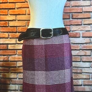 💃🏻 JBJ Vintage Plaid Wool Skirt — Purple / Cream — Sz 14